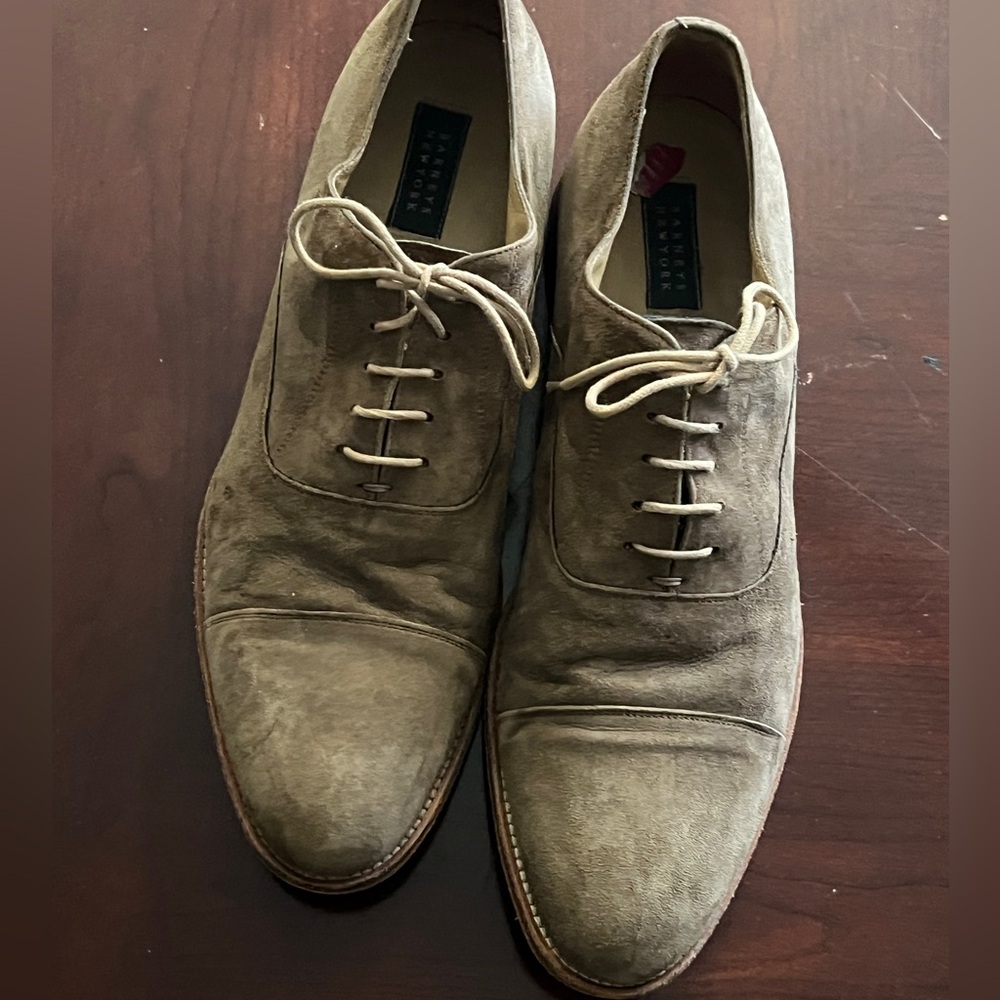 Barneys Tan ultra oft Suede Oxford Shoes